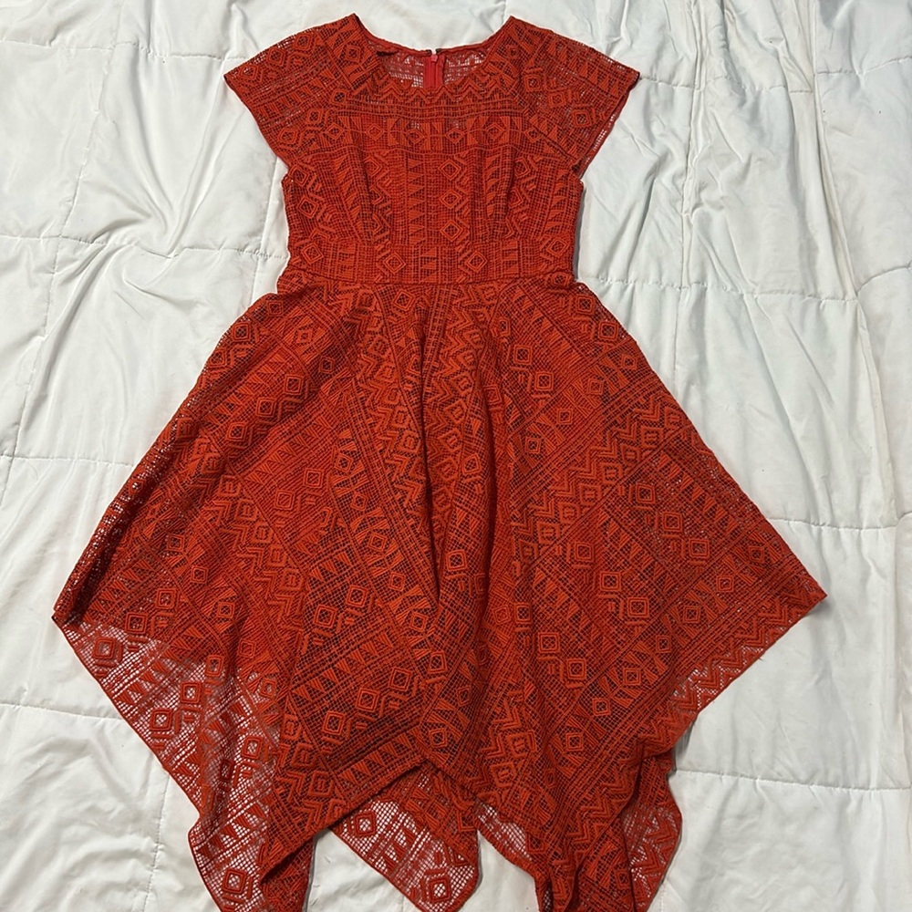 Women’s Maeve red / red-orange asymmetrical cocktail dress Size 2